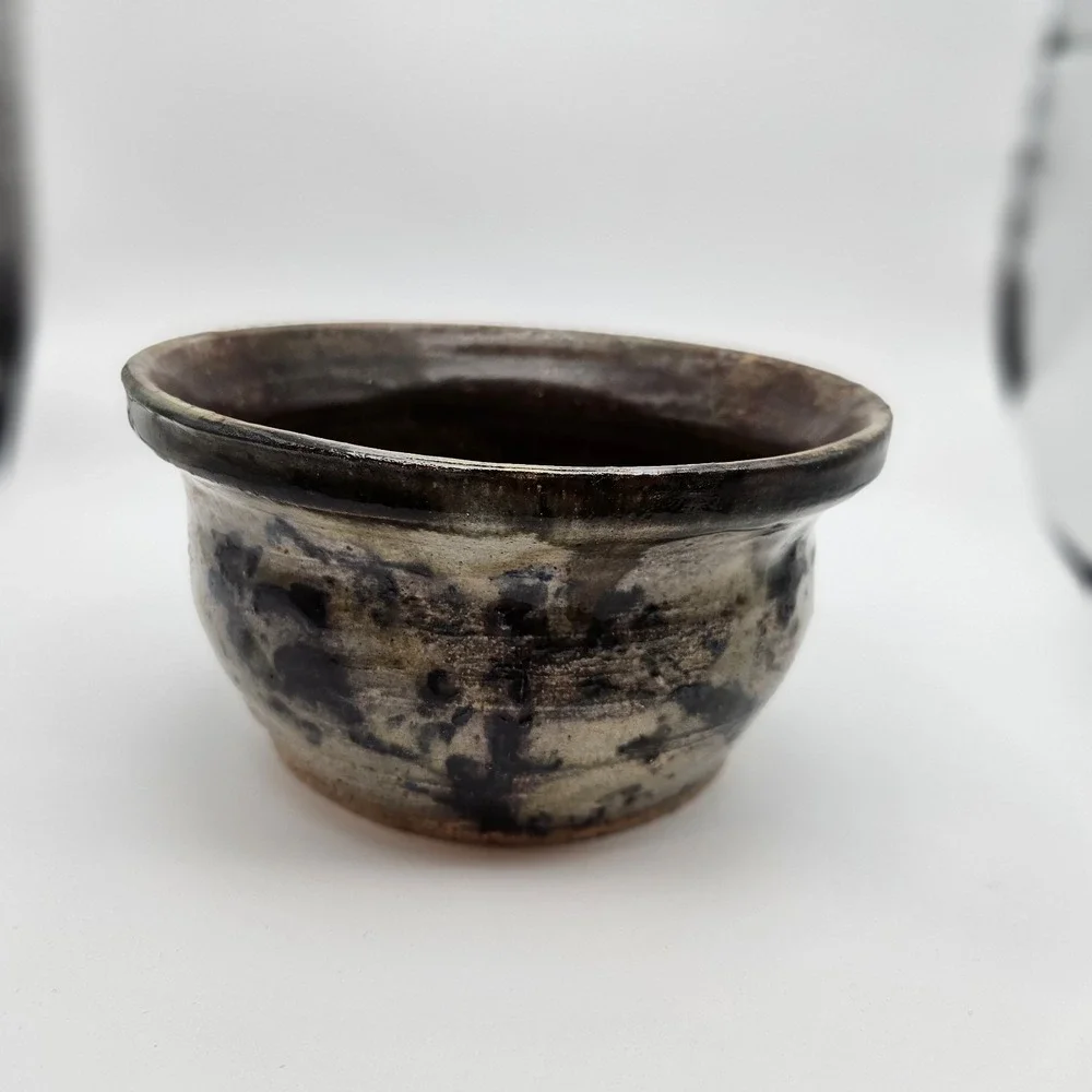 Vtg Hand Crafted Signed Studio Art Pottery Pot/Bowl, Glazed Stoneware